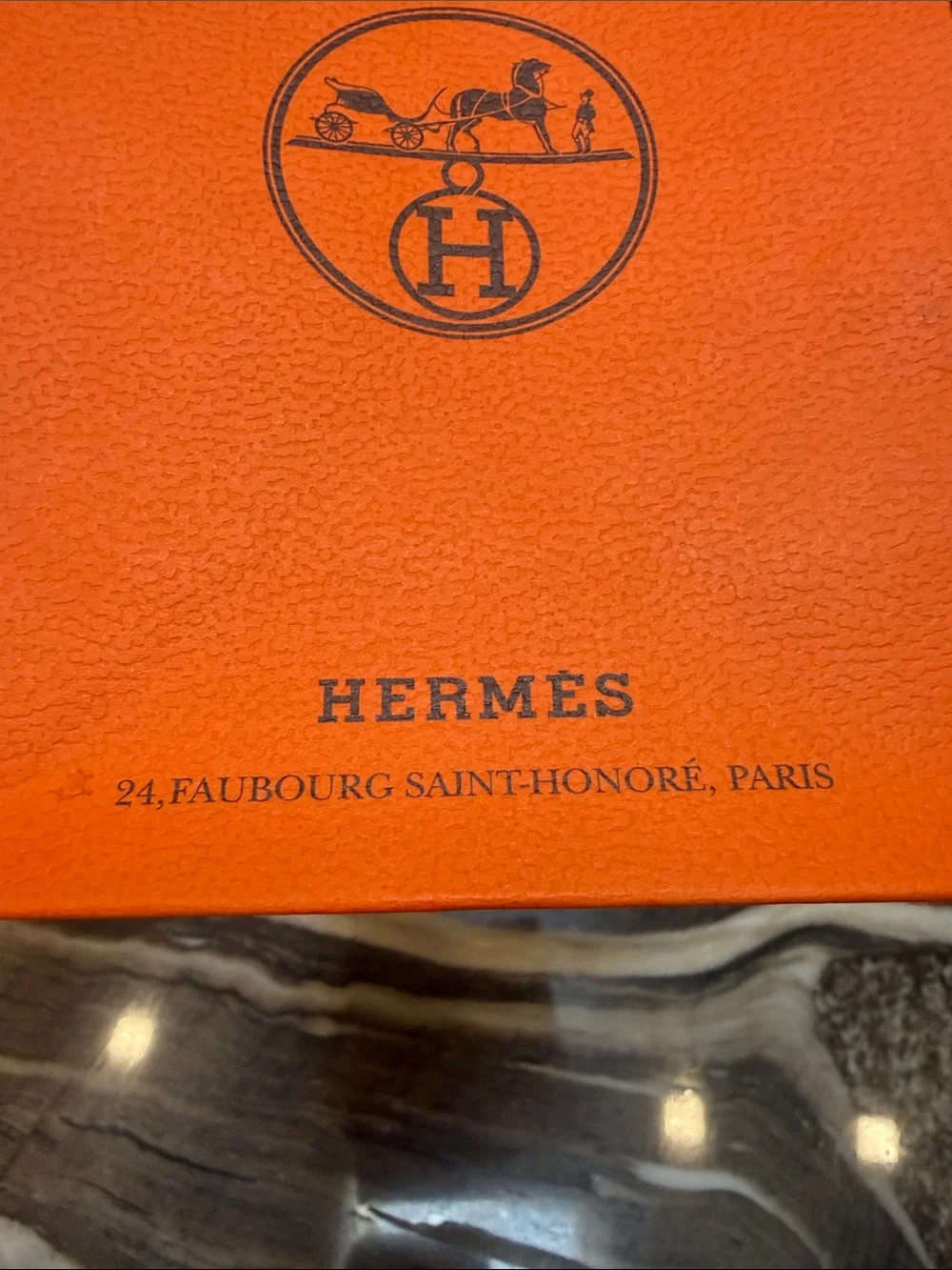 Hermes Orange Gift Bag with Brown Ribbon
